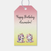 Eenhoorns en madeliefjes, kinderverjaardagsfeestje cadeaulabel (Voorkant)