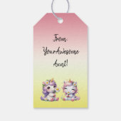 Eenhoorns en madeliefjes, kinderverjaardagsfeestje cadeaulabel (Achterkant)