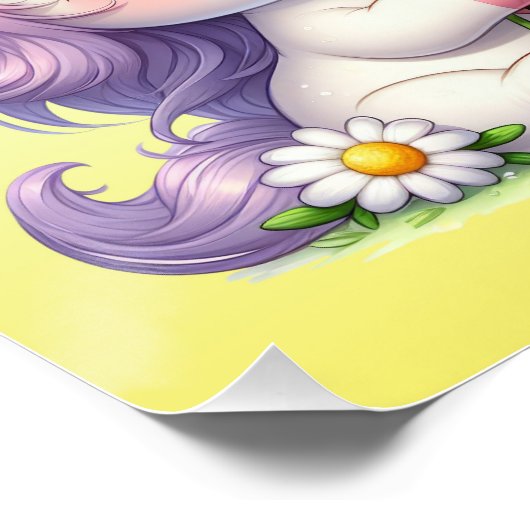 Eenhoorns en madeliefjes, kinderverjaardagsfeestje perfect poster (Hoek)