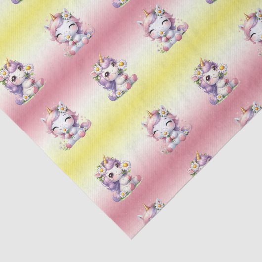 Eenhoorns en madeliefjes, kinderverjaardagsfeestje tissuepapier (Detail)