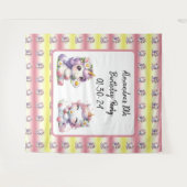 Eenhoorns en madeliefjes, kinderverjaardagsfeestje wandkleed (Voorkant (horizontaal))