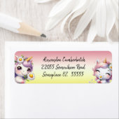 Eenhoorns en madeliefjes, Schattige adres Etiket (Insitu)