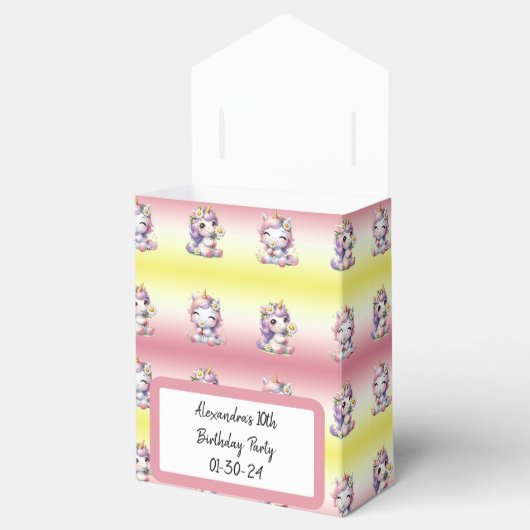 Eenhoorns en madeliefjes, verjaardagsfeestje dank  bedankdoosjes (Geopend)