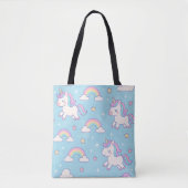 Eenhoorns en pastel regenbogen Canvas tas (Voorkant)