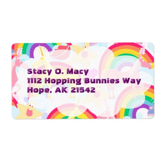 Eenhoorns en Rainbows Label (Voorkant)