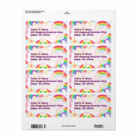 Eenhoorns en Rainbows Label (Full Sheet)