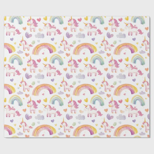 Eenhoorns en regenbogen Baby Gift Cadeaupapier (Vlak)
