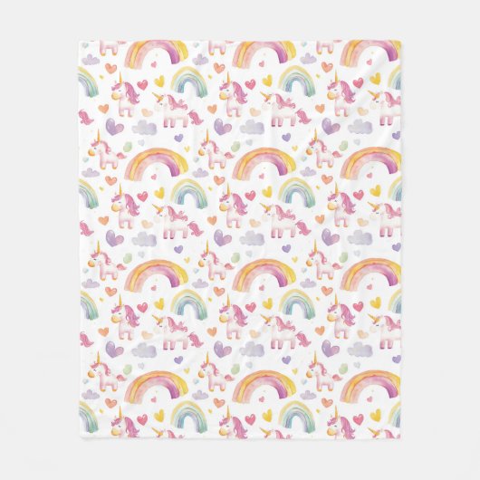 Eenhoorns en regenbogen Baby Gift Fleece Deken (Voorkant)