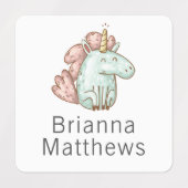 Eenhoorns en regenbogen met kindernaam labels (Design 2)