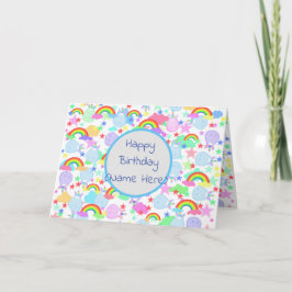 Eenhoorns En Regenbogen Persoonlijke Verjaardag Kaart