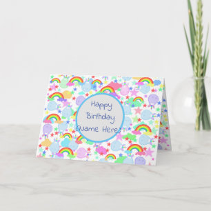 Eenhoorns En Regenbogen Persoonlijke Verjaardag Kaart