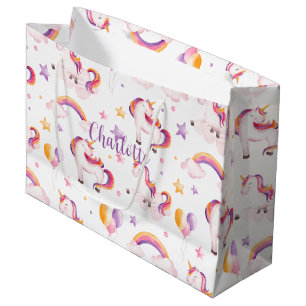Eenhoorns en Regenboog Aquarel Meisjes Verjaardag Groot Cadeauzakje