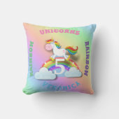 Eenhoorns en Regenboog Verjaardagskussen met Naam Kussen (Voorkant)