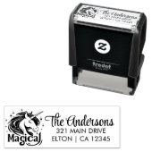 Eenhoorns en verjaardag  zelfinktende stempel (In situ)