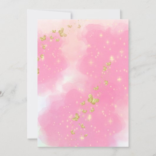 Eenhoorns en vlinders baby shower uitnodiging (Achterkant)