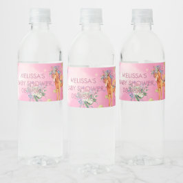 Eenhoorns en vlinders waterverf roze waterfles etiket