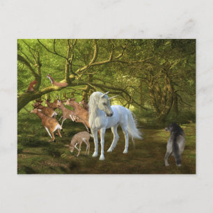 Eenhoorns Forest Defender Deer Wolf Briefkaart