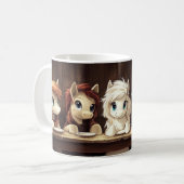 Eenhoorns in eetkoffie mok (Voorkant links)