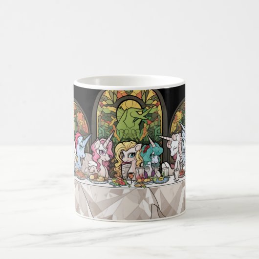 Eenhoorns in eettafel koffie mok (Center)