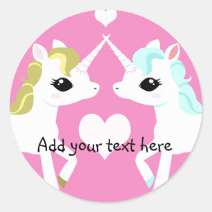 Eenhoorns in liefde aanpasbare sticker
