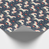 Eenhoorns Kerst: Middeleeuwen Print Cadeaupapier (Hoek)