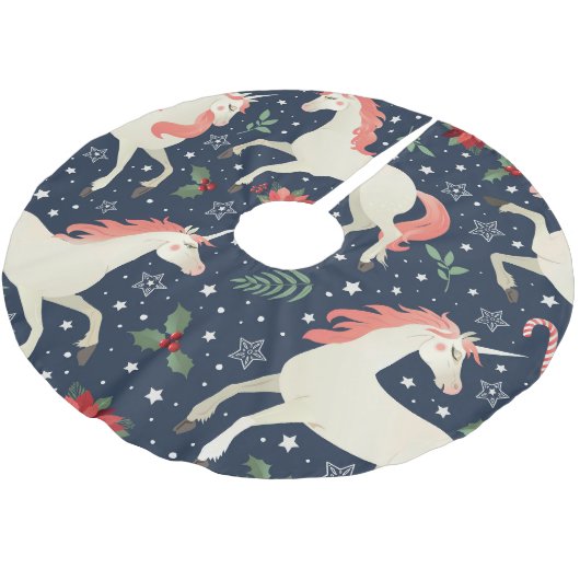 Eenhoorns Kerst: Middeleeuwen Print Kerstboom Rok (Gekanteld)