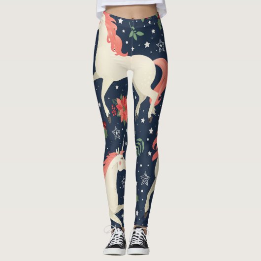Eenhoorns Kerst: Middeleeuwen Print Leggings (Voorkant)