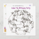 ** Eenhoorns  KLEUR ME Verjaardag Kaart (Voorkant / Achterkant)