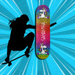 Eenhoorns Kleurrijke Moderne Girly Glitter Skatebo Persoonlijk Skateboard<br><div class="desc">Unicorns Glitter Skateboard Wanneer u uw kleureneffect aan over de bovenkant nodig hebt. "Ik zie je ware kleuren / En daarom hou ik van je, " zingt ze. Laat uw binnenste unit los ⭐ Dit product is 100% . ***** Klik op CUSTOMIZE BUTTON om toe te voegen, te verwijderen, te...</div>