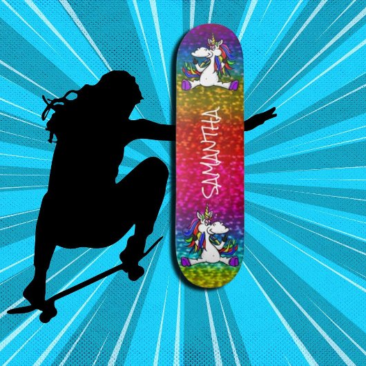 Eenhoorns Kleurrijke Moderne Girly Glitter Skatebo Persoonlijk Skateboard