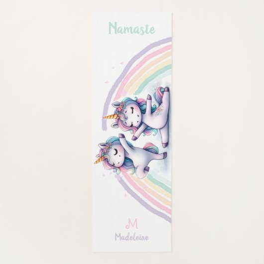 Eenhoorns Namaste Yoga Poses Schattigee naam Monog Yogamat (Achterkant)