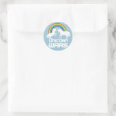 Eenhoorns Oorlogen met Regenboog Ronde Sticker (Tas)