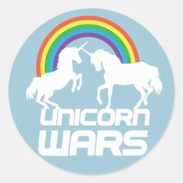 Eenhoorns Oorlogen met Regenboog Ronde Sticker