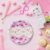 Eenhoorns & orchideeën, regenbogen, bloemen, feest papieren bordje (Feest)