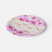 Eenhoorns & orchideeën, regenbogen, bloemen, feest papieren bordje (Gekanteld)