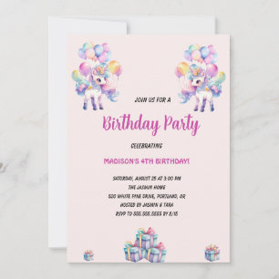 Eenhoorns Paarse Waterverf verjaardagsfeest Kaart