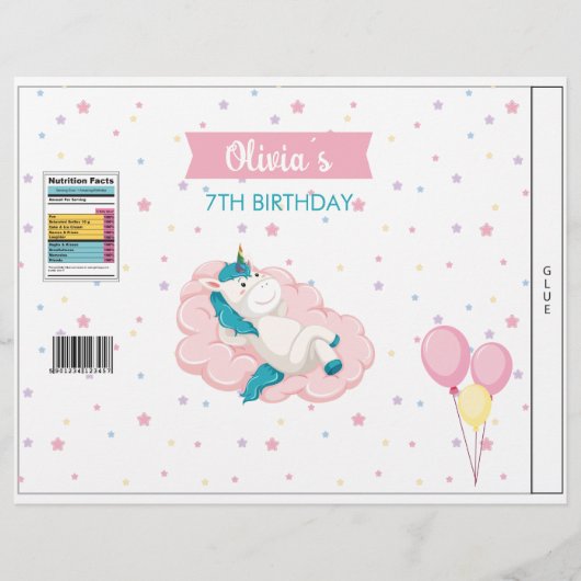 Eenhoorns Party Favors Bag Chips Bag Wrapper Flyer (Voorkant)