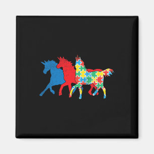 Eenhoorns Puzzel Blauw Rood Autisme Awareness ASL Magneet