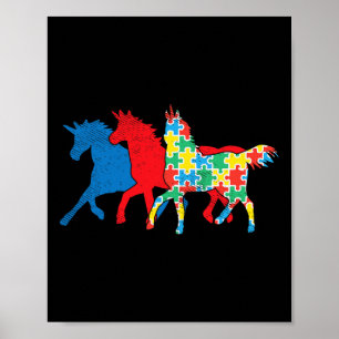 Eenhoorns Puzzel Blauw Rood Autisme Awareness ASL Poster