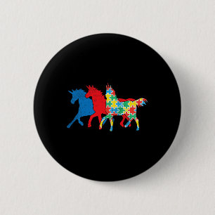 Eenhoorns Puzzel Blauw Rood Autisme Awareness ASL Ronde Button 5,7 Cm
