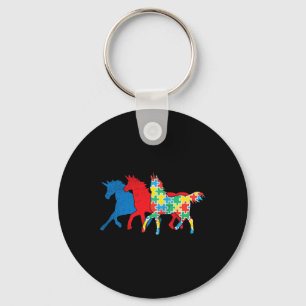Eenhoorns Puzzel Blauw Rood Autisme Awareness ASL Sleutelhanger