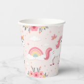 Eenhoorns, regenbogen, bloemen, Schattigee partij Papieren Bekers (Voorkant)
