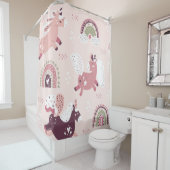 Eenhoorns regenbogen: pastel magische achtergrond. douchegordijn (In situ)