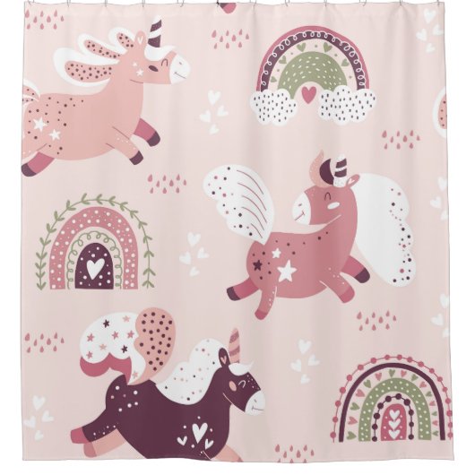 Eenhoorns regenbogen: pastel magische achtergrond. douchegordijn (Voorkant)