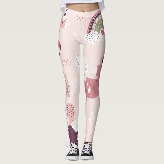 Eenhoorns regenbogen: pastel magische achtergrond. leggings (Voorkant)