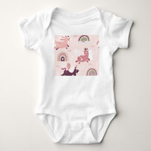 Eenhoorns Regenbogen: Pastel Magische Achtergrond. Romper (Voorkant)