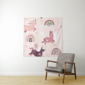 Eenhoorns regenbogen: pastel magische achtergrond. wandkleed (In situ)