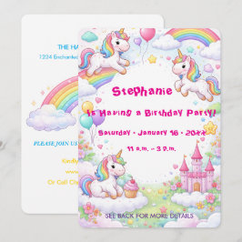 Eenhoorns & Regenbogen Pastelkleurig Kinderverjaar Kaart