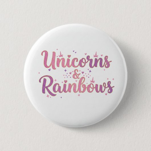 Eenhoorns & Regenbogen Ronde Button 5,7 Cm (Voorkant)