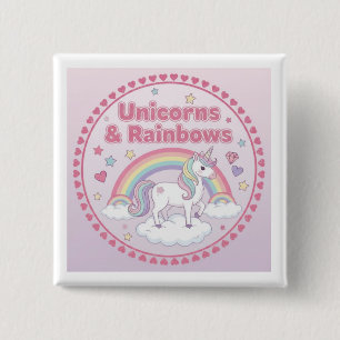 Eenhoorns & Regenbogen Vierkante Button 5,1 Cm